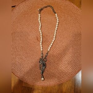 Heidi Daus Silver and White Pearl Necklace